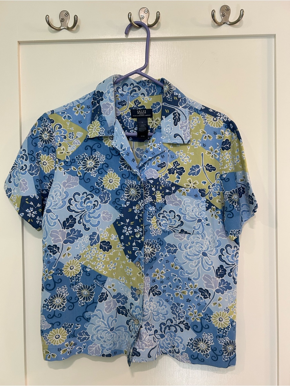 90s Crazy Horse Liz Claiborne Floral Patchwork Shirt M Rayon Blend